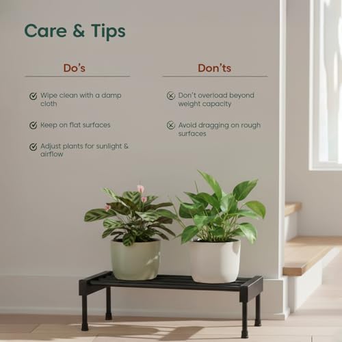 Image of KYARI Elevate Square Tube Plant Stand (Set of 2) | Heavy Duty Iron Pot Stand for Indoor & Outdoor Plants | Rust-Resistant Metal Flower Pot Holder for Balcony & Living Room | Black