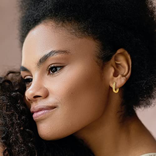 Gold Square Hoop Earrings For Women Luckypads Minimalist Small Gold Hoops 14K Gold Plated Huggie Hoop Earrings U-Shaped Geometric Earrings For Men Girls #TOP2