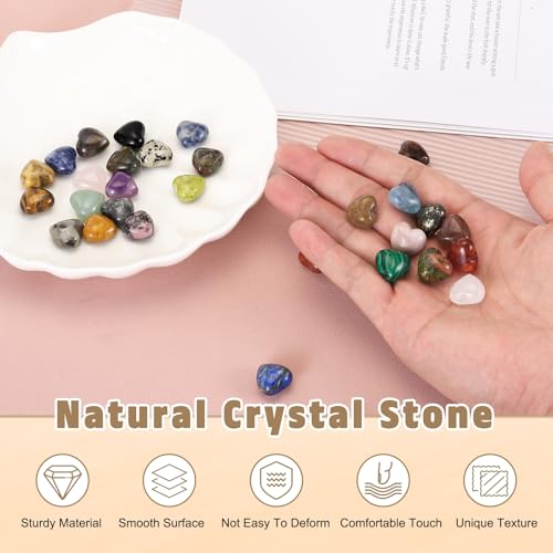 Piedras de la ansiedad grabadas de ágata musgo, gemas naturales en forma de corazón 3