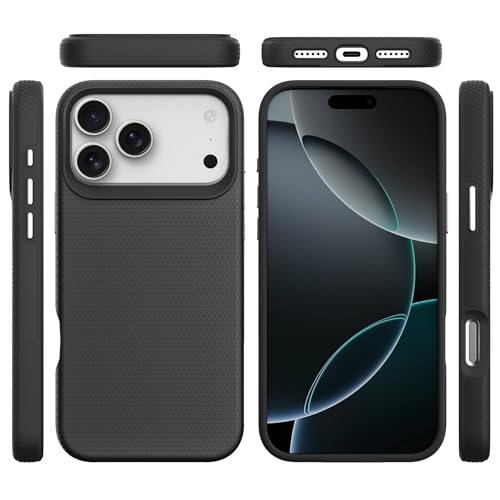 Image of NOXO Ultra-Hybrid Triangle Back Case Cover for iPhone 17 Pro Max, | Shockproof Design | Camera Protection | Soft TPU & Rugged PC | Bumper Case Cover for iPhone 17 Pro Max, (Coal Black)