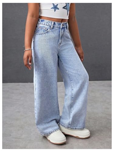 GORGLITTER Girl's Bow Print Cute Jeans Y2k Wide Leg Zipper Fly Denim Pants with Pockets2