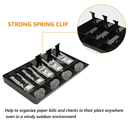 Money Tray Cash Register Drawer Insert Tray Portable Currency Till Replacement Money Organizer Storage Box With 5 Bills 4 Coins Compartments (5 Bills 4 Coins Plastic Clip) #TOP4