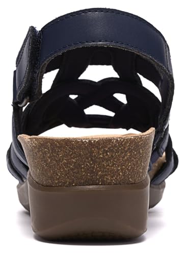 Clarks Clarks Womens Calenne Gracie Navy Combi Coated Leather 8 Medium