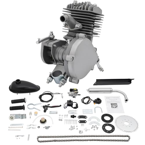 BRRIDE Kit de motor de gasolina para bicicleta de 80 cc con encendido CDI, 44 dientes, motor de dos tiempos de un solo cilindro, motor de gasolina para bicicletas de montaña y carreras de 26/28