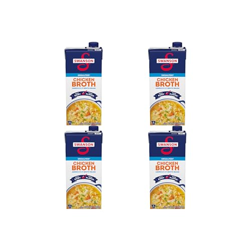 Swanson Unsalted Chicken Broth, 32 oz Carton (Pack of 4)