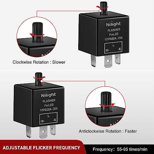 Image of Nilight 4PCS 12V 3Pin CF13 Adjustable Flasher Relay for Car Turn Signal | 4PCS 12V 3-pin CF13 adjustable flasher relays. Fixes hyper blink & no flash issues for LED /halogen car turn signals & hazards