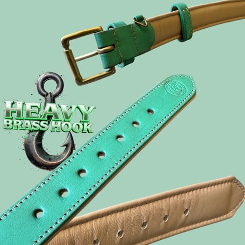 Image of High Graded Premium Leather Dog Collar- Dog Collar for Large Dogs, Dog Collar for Med, Dog Collar Belt (Green, Size Neck - Medium (14.5-18.5 Inch))