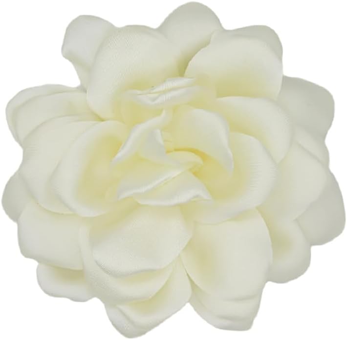Dainty Satin Fabric Rose Flower Large Brooch Pin Handmade Big Camellia Brooch Lapel Pins Wedding Party Dance Banquet Dress Suit Ceremony Clothes Accessories Jewelry Gifts for Women (Yellow2)