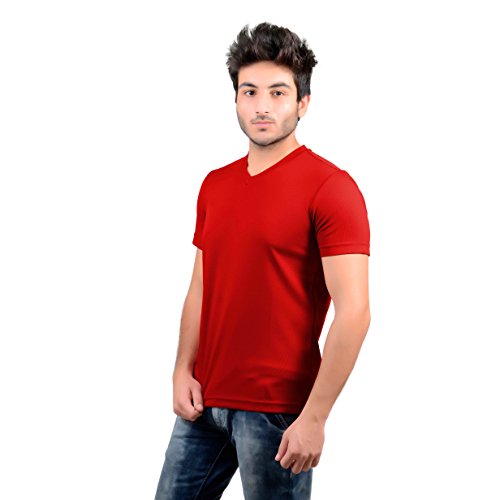 Image of Stylish Regular Fit Plain Men's V-Neck Half Sleeve T-Shirt