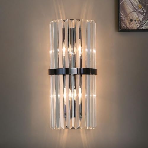 Iluminación interior de metal con apliques de pared de cristal 2