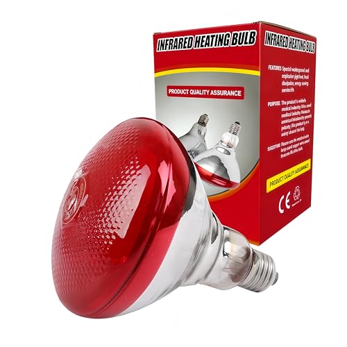 PetFizz 150W Infrarotlampe Wärmelampe für Hühnerstall R125 Rotlichtlampe Wärmelampe für Hühner E27 Reptilien Terrarium Lampe für Reptilien Tiere Hühnerfarmen Säugetiere Geflügel(Rot)