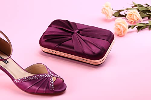 Image of Pleated Satin Clutch Purse For Women Wedding Bridal Clutch Bag Prom Party Clutch