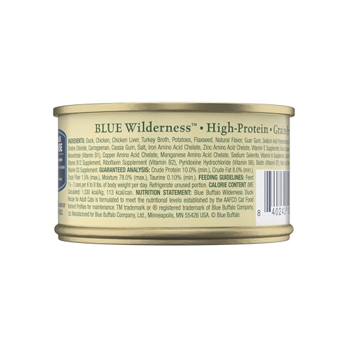 Blue Buffalo Wilderness Adult Wet Cat Food, Natural High-Protein and Grain-Free Recipe, Duck Paté Recipe, 3oz Cans, 4Pack Trial Size - image 2