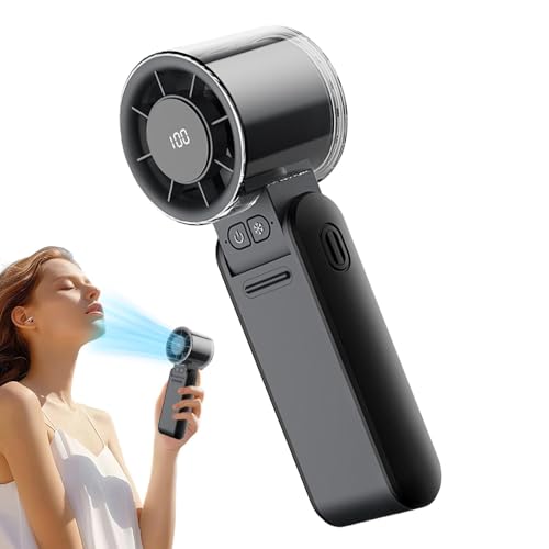 Ventilador portátil recargable, ventilador de pantalla LED plegable, bonito dispositivo de refrigeración recargable de 4000 mAh para viajes, camping, senderismo, viajes por carretera, vacaciones