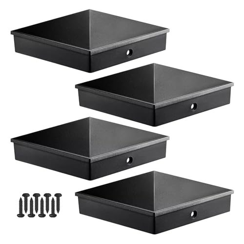 Threekia 6x6 Post Caps (Fits 5.5x5.5) ASA Material - UV Fade & Crack Resistant Fence & Deck Post Caps 6x6 (4 Pack) Long-Lasting Protection for Outdoor Wood Posts