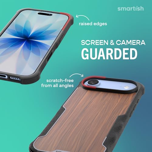 Image of Smartish iPhone Air MagSafe Case - Gripzilla Protective Magnetic Case for Men [Rugged + Tough] Military Grade Heavy Duty Grip Armor - Drop Tested for iPhone Air - Walnut Woods