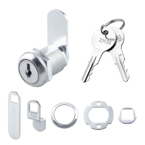 OGGOGOE Cam Locks with Keys, Cabinet Locks, 3 Cams, Trim Collar, 2 Washers, 2 Keys and Fasteners, 7/8 in. Length for 9/16 in. Max Panel Thickness,Fits for Prime-Line U9943 (Set of 1)