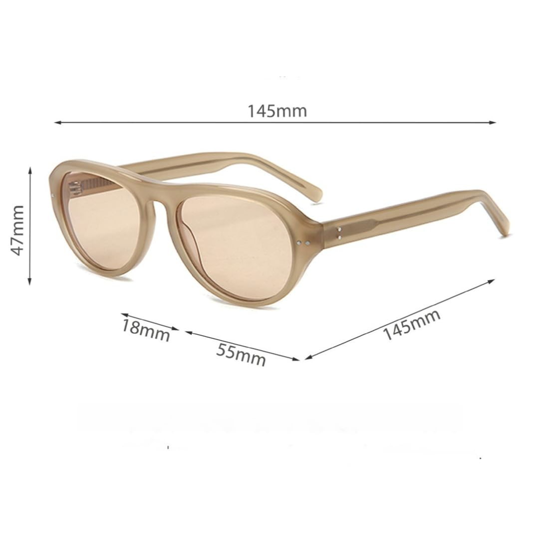 Occhiali da sole da donna in acetato con montatura e lenti ovali in stile retrò con protezione UV400.