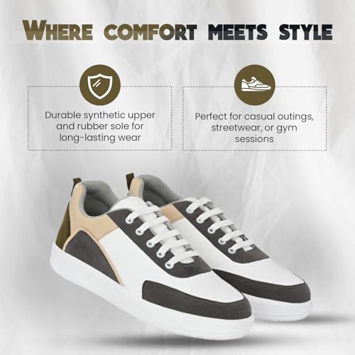 Image of STANPHORD Men Colourblock Chunky Sneakers | Synthetic Lace-Up Sports Casual Shoes | Rubber Sole | Streetwear Walking College Wear (TPBT 8011)