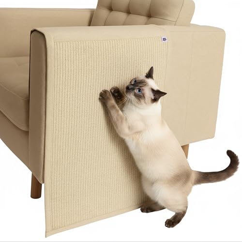 Image of The Cat Ladies Cat Scratch Furniture Protector Mat - Couch Protector from Claws - Anti Scratch Furniture Protectors from Cats Scratching - Sisal Scratcher Pad - Beige