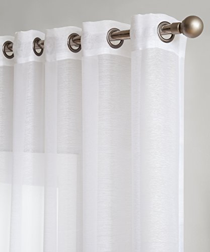 Linenzone Sheer White Patio Door Curtains. Extra Wide Curtains For Sliding Doors. Elegant Glass Door Curtains For Living Room, Kitchen, Dining Room Or Family Room. (Karina 102 X 84, White) #TOP2