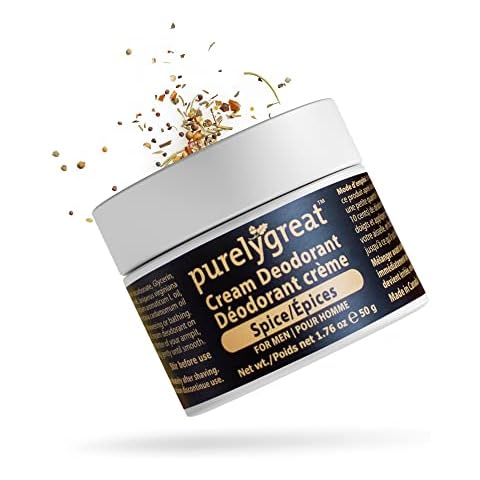 Purelygreat - All Natural Men’s Deodorant, Long-Lasting Natural Deodorant for Daily Use, Aluminum-Free Cream Deodorant for Men, EWG Verified Handcrafted Vegan Deodorant, Spice, 50 g Cover