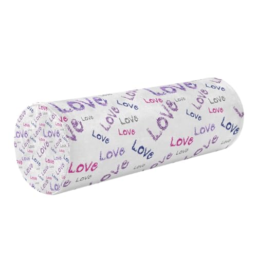 Kigai Cervical Pillow for Neck Pain Relief Valentine's Day Love Neck Roll Memory Foam Pillow Round Cervical Bolster Pillow for Legs Bed Head Back Sleeping Support