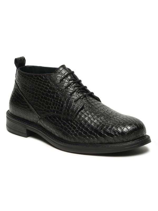 Genuine Croc-Embossed Leather Ankle-Length Lace-Up Boots for Men | Premium Formal Shoes-image-45