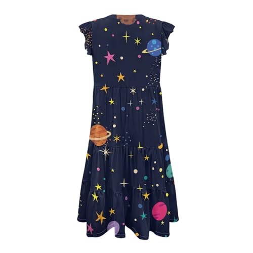 Image of Womens Summer Dress Ruffle Sleeve V Neck Dress Casual Fit Flowy Beach Vacation Sundress with Pocket S-2XL