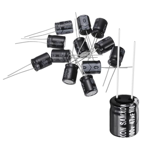 Image of sourcing map 12Pcs 47uF 100V 10x13x25mm Electrolytic Capacitor High Temp