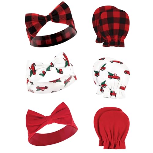 Image of Hudson Baby baby-girls Cotton Headband and Scratch Mitten Set