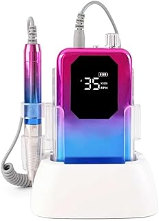 BAZPUR MART® Powerful Cordless Nail Drill: 85W Rechargeable Electric Manicure Polisher for Salon &amp; Home Use - 35000 RPM, O...
