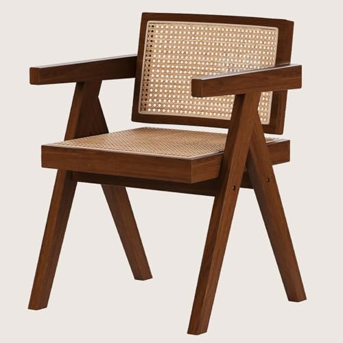 Sillas decorativas de ratán con respaldo tejido, sillón de madera maciza para sala de estar, dormitorio y cocina