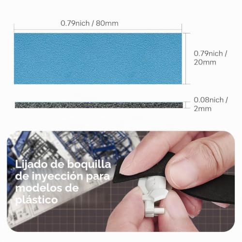Miniatura 6 de Stedi Esponja De Lijado Para Construcción Modelo Gundam, Herramientas De Modelo De Pasatiempo, Bloque De Lijado A Mano, Impermeable, Uso En Seco Y Húmedo, Papel De Lija De Grano 1000 A 2500, 30 Hojas