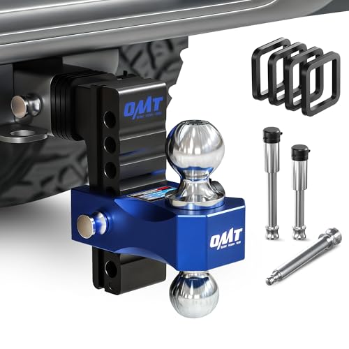 Orion Motor Tech Adjustable Trailer Hitch, Fits 2 in Receiver 6 in Drop & Rise Hitch, 12500 LBS GTW, Class 3, 4 Hitch, Heavy Duty Aluminum Drop Hitch for Truck with Three Anti-Theft Locking Hitch Pins