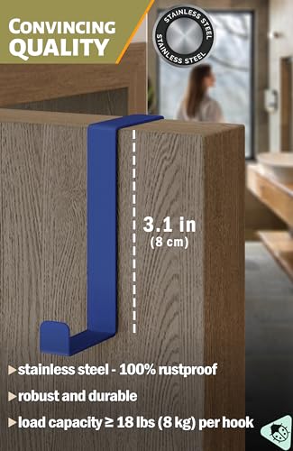 Menz Over Door Hanger - 10 pcs. Multicoloured - Coat Hooks 3.6 cm (1.4") + 4.1 cm (1.6") - Over Door Hook for Hanging Clothes Coat Rack - Image 2