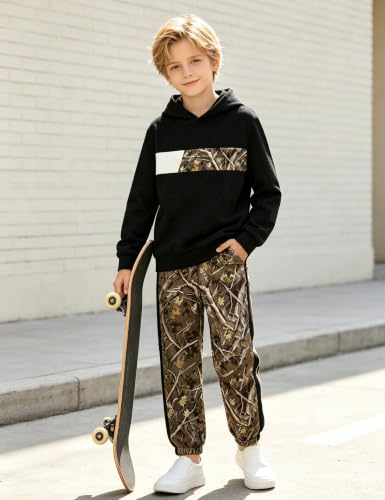 Image of Boys Clothes Boy Outfits 2-Piece Long Sleeve Hoodie and Camouflage Pants Boys Fall Winter Clothes for 6-16 Years