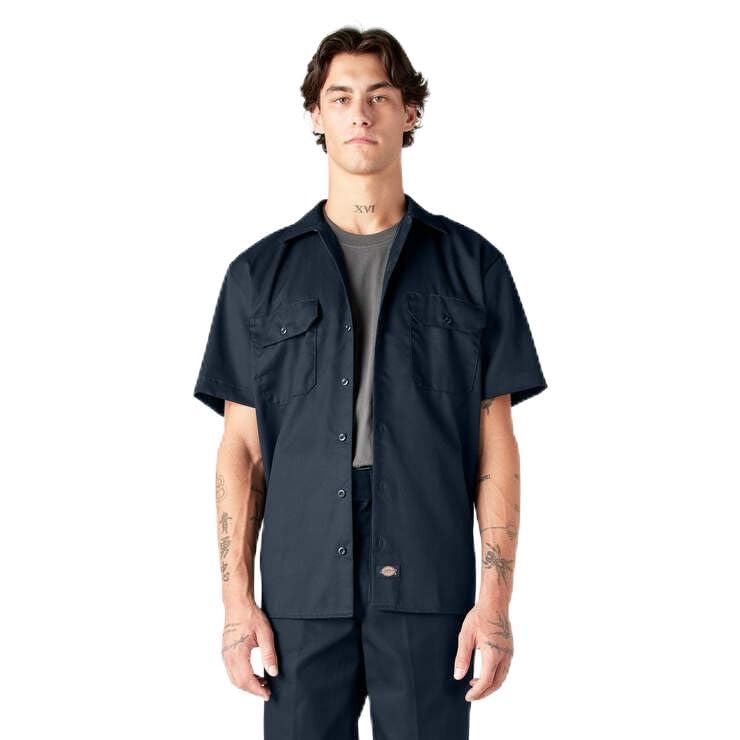 Chemise de travail Dickies grande taille 5XL pour homme en bleu marine