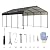 Metal Carport, Outdoor Car Shelter All Weather, Heavy Duty Outdoor Galvanized Garage Tent for Car Boat Truck Equipment and SUV, Easy Assembly, Black (12x20 FT)