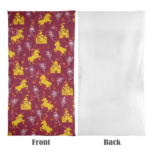 Toallas de baño portátiles para viaje y playa con diseño de castillo unicornio, extra grandes, suaves, súper absorbentes y de secado rápido, toalla multifuncional para deportes, fitness y yoga, 31" x 71" miniatura 2