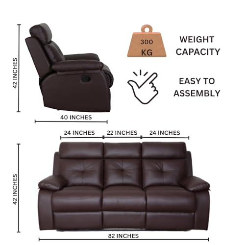 Image of Sofa 3 Seater - Ergonomic Leatherette Design with Plush Support, Includes 5-Year Warranty for Living Room Comfort and Durability