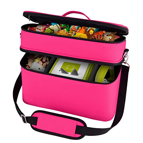 Image of Bevegekos Carrying Case for Toniebox 2 Starter Set, Storage Travel Carrier Bag for Audio Player, Tonies Figures, Charging Station & Headphones, Box only (Large, Rosy Red)
