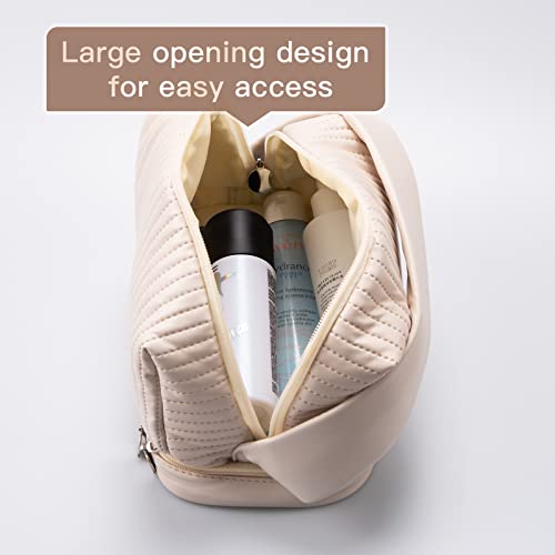 Abiudeng Makeup Bag,Travel Bag,Cosmetic Bag With Handles,Double Layer Cosmetic Bag,Portable Waterproof Women's Travel Makeup Bag Organizer, Toiletry Bag-White #TOP3