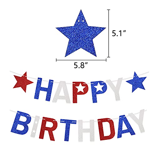 4Th Of July Happy Birthday Banner Glitter Red White And Blue Star Garland Party Decoration Memorial Day Patriotic Supplies #TOP1