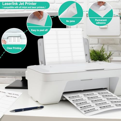 L LIKED Printable Address Labels, 1\" x 2-5/8\", 1,500 Labels, 30 per Sheet, Mailing Labels for Envelopes (50 Sheets)