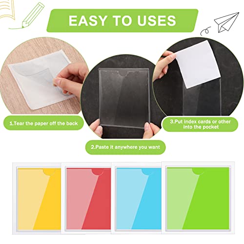 Image of Chinco 30 Pcs Self Adhesive Pockets, Bin Labels for Storage Bins, Clear Pocket Label Sleeves, Plastic Index Card Holder with Top Open for Organizing Bins Box Drawer(3.5 x 3.5 Inch)