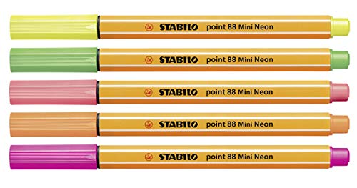 Image of STABILO Premium Felt Tip Pen & Fineliner Pen 68 & point 88 Mini - Assorted Neon Colors
