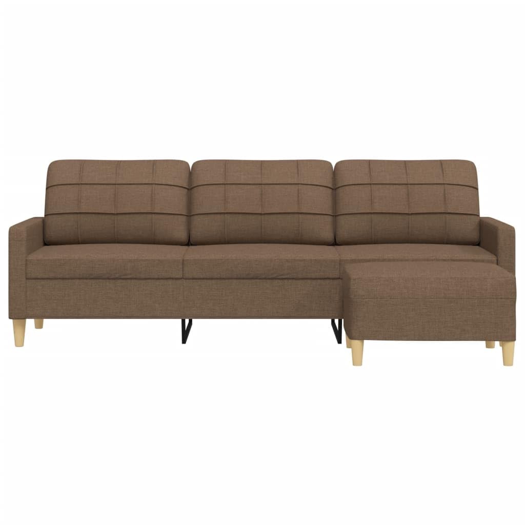 3-osobowa sofa z taboretem, brązowa, 210 cm, nowoczesny zestaw wypoczynkowy z funkcją spania, rozkładana, ze skrzynią na pościel, wygodny mebel relaksacyjny do salonu i biura