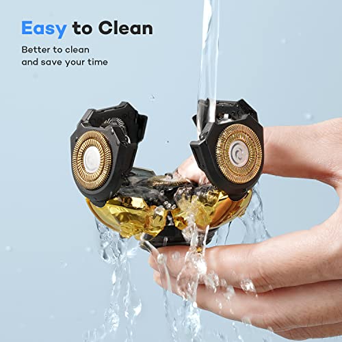 Replacement Head Shavers For Bald Men, 5 And 6 Heads Beard Hair Replacement Blade, Easy To Clean Electric Shaver Fit Your Face And Head Shave For Bald (Gold) #TOP3