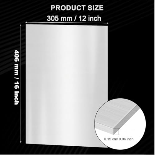 Image of 304 Stainless Steel Sheets, 16 x 12 x 1 /16 Inch Stainless Steel Plates, 16 Gauge 1.5mm Thickness Metal Plates for Kichen, DIY Projects, Auto Repair - Snow Frosted Surface